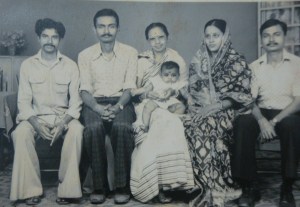 Sunila with her son, daughter-in-law, granddaughter and two of her nephews.