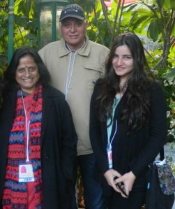 Santosh with her daughter and her husband.